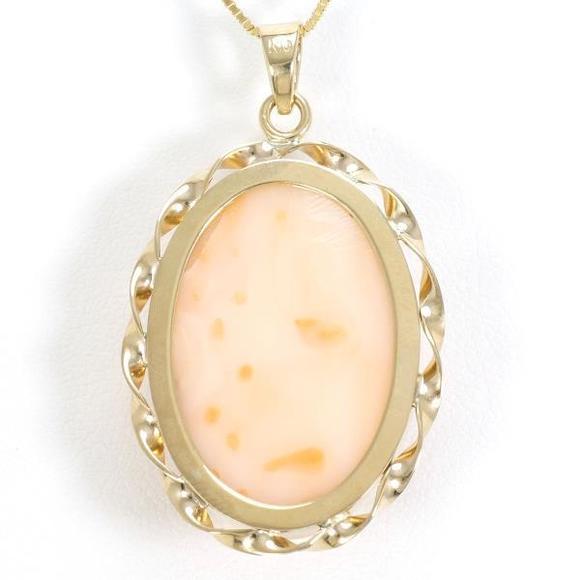 LuxUness K18 Yellow Gold Coral Necklace Metal Necklace - Picture 4 of 5